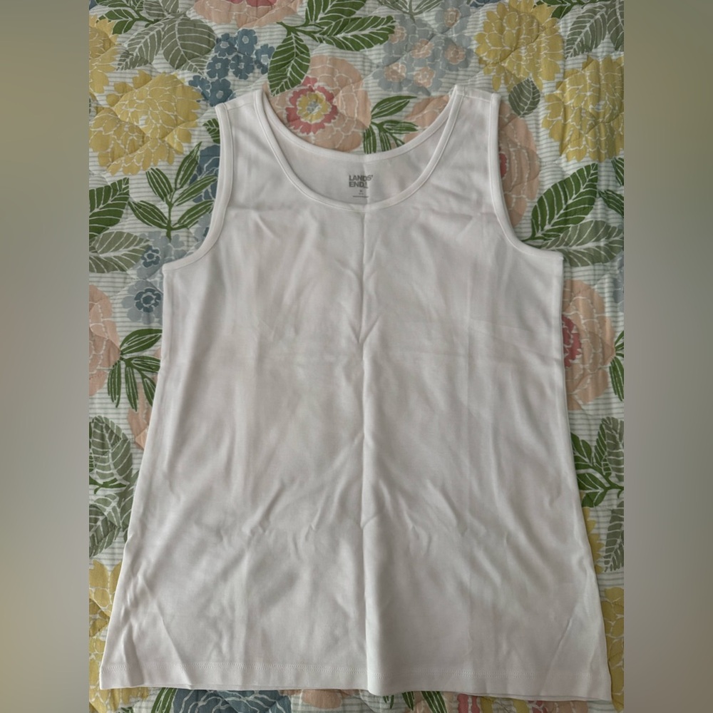 Lands' End White Sleeveless Tank Top